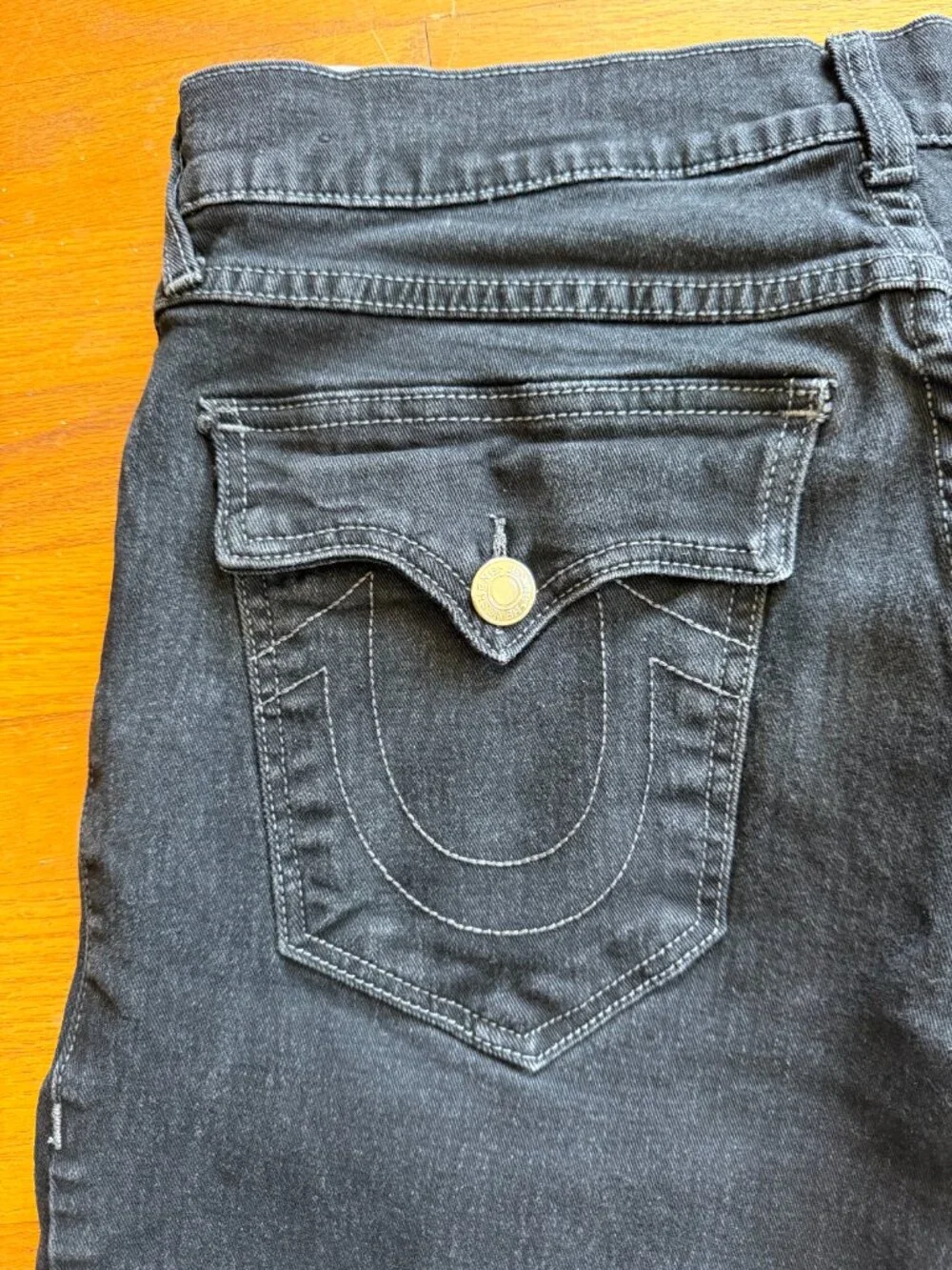 True Religion Ricky Relaxed Straight Denim Shorts - Black Wash, Size 32